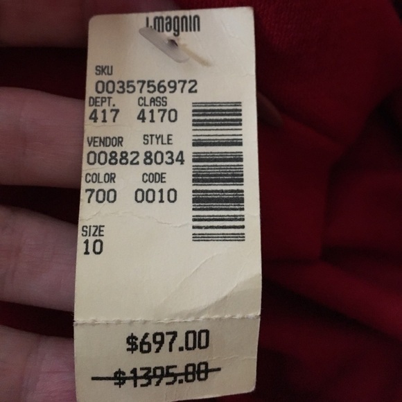 Vintage Geoffrey Beene New York I.magnin red long sleeve dress NWT - Picture 8 of 8